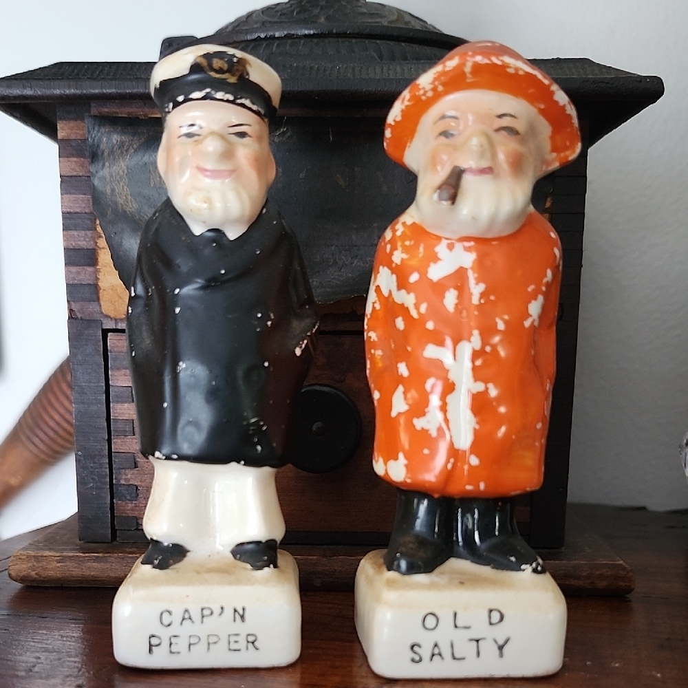 Cap'n Pepper and Old Salty Vintage Ceramic Made In Japan Figurines